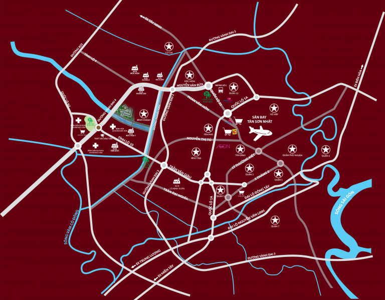 Vị trí kết nối trên bản đồ của dự án hiển vinh đại phúc