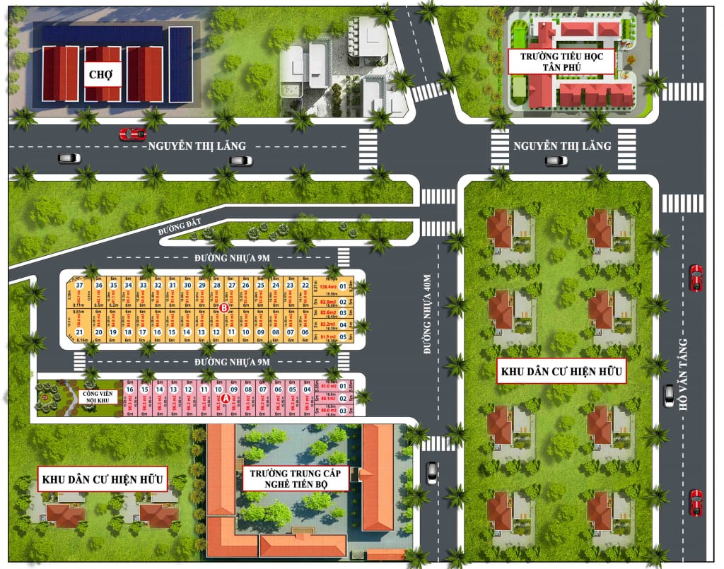 sơ đồ phân lô dự án xuyên á garden