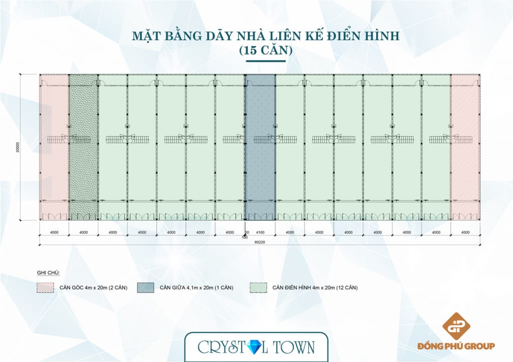 mặt bằng điển hình nhà phố crystal town