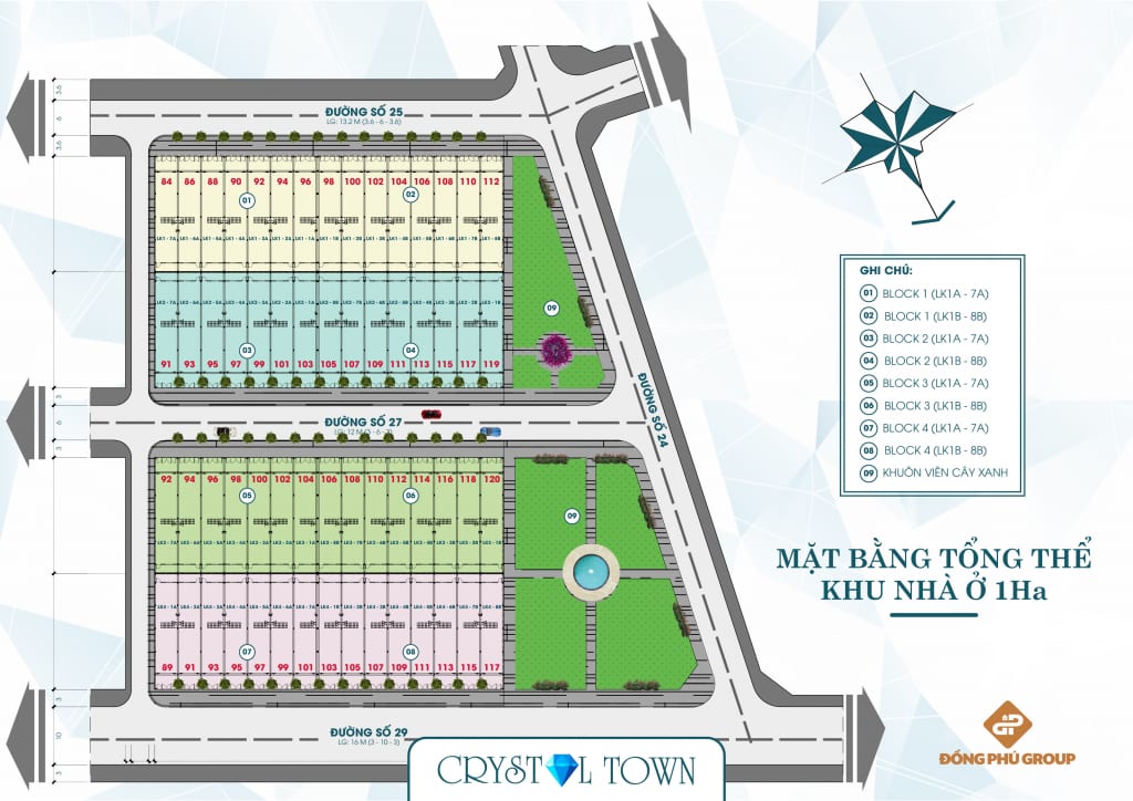mặt bằng tổng thể dự án nhà phố crystal town bình tân