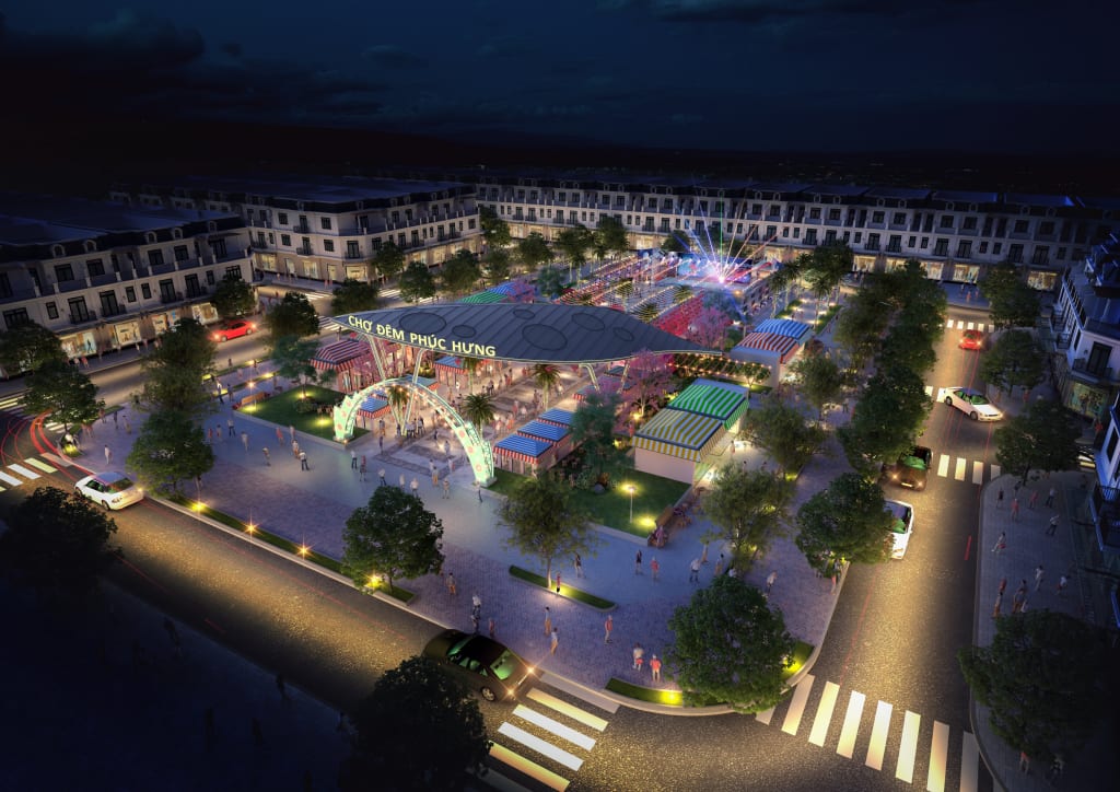 phối cảnh chợ đêm phúc hưng golden mall