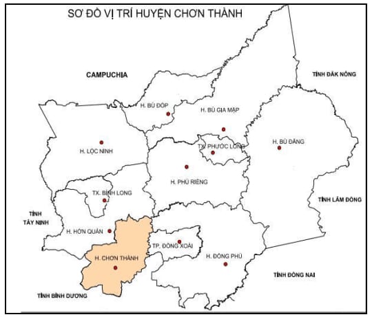 lợi thế vị trí địa lý huyện chơn thành bình phước